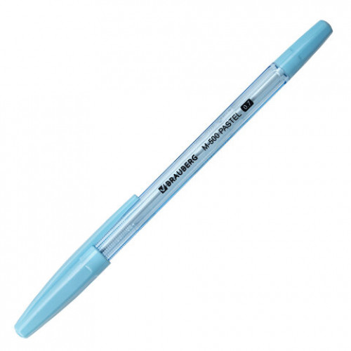 Ручка шариковая BRAUBERG M-500 PASTEL, СИНЯЯ, корпус ассорти, узел 0,7 мм, линия письма 0,35 мм, 143450