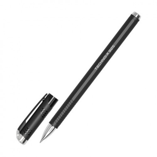 Ручка шариковая масляная BRAUBERG Techno-X 925, СИНЯЯ, корпус черный, серебристые детали, линия 0,5 мм, 144224