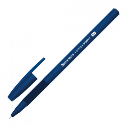Ручка шариковая с грипом BRAUBERG i-STICK DEEP BLUE, СИНЯЯ, пишущий узел 0,7 мм, линия письма 0,35 мм, 144385