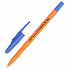 Ручка шариковая STAFF Basic BP-66 ORANGE, СИНЯЯ, корпус оранжевый, узел 1 мм, линия письма 0,5 мм, 144453