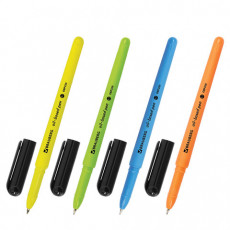 Ручка шариковая масляная BRAUBERG Fine Neon, СИНЯЯ, корпус ассорти, узел 0,7 мм, линия письма 0,35 мм, 142948