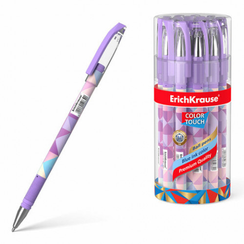 Ручка шариковая ERICH KRAUSE ColorTouch Magic rhombs, СИНЯЯ, узел 0,7 мм, линия письма 0,35 мм, 50739