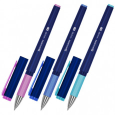 Ручка шариковая с грипом BRAUBERG CLASSIC/PASTEL, СИНЯЯ, SOFT TOUCH покрытие, узел 0,7 мм, линия письма 0,35 мм, 144399