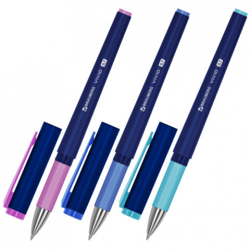 Ручка шариковая с грипом BRAUBERG CLASSIC/PASTEL, СИНЯЯ, SOFT TOUCH покрытие, узел 0,7 мм, линия письма 0,35 мм, 144399