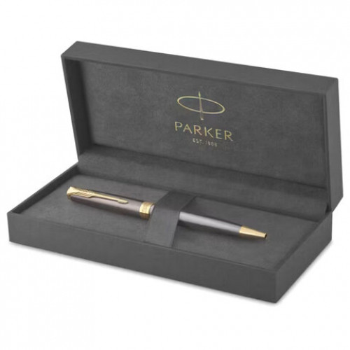 Ручка шариковая PARKER Sonnet Core Gray GT, корпус серый, детали золото, черная, 2213679