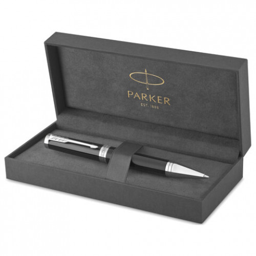 Ручка шариковая PARKER Ingenuity Black, корпус черный, серебристые детали, черная, 2181997