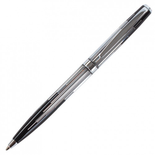 Ручка подарочная шариковая GALANT Offenbach, корпус серебристый с черным, хромированные детали, пишущий узел 0,7 мм, синяя, 141014