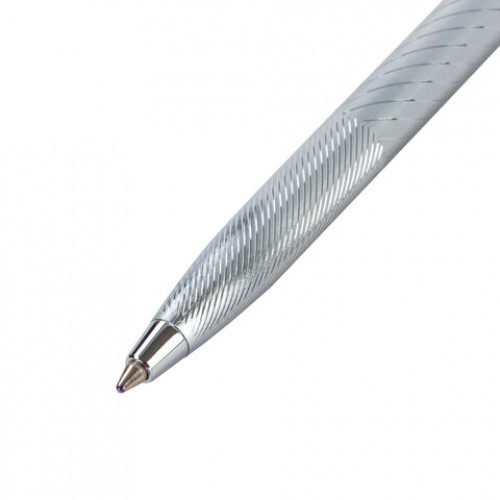 Ручка подарочная шариковая GALANT Landsberg, корпус серебристый с черным, хромированные детали, пишущий узел 0,7 мм, синяя, 141013