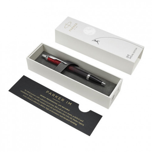 Ручка шариковая PARKER IM Red Ignite CT, корпус черный матовый, хромированные детали, синяя, 2074031