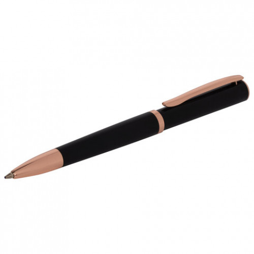 Ручка подарочная шариковая GALANT PUNCTUM BLACK, корпус черный, детали розовое золото, узел 0,7 мм, синяя, 143514
