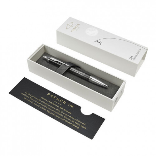Ручка шариковая PARKER IM Metallic Pursuit CT, корпус темно-серый, хромированные детали, синяя, 2074144