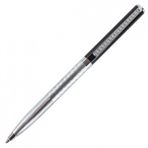 Ручка подарочная шариковая GALANT Landsberg, корпус серебристый с черным, хромированные детали, пишущий узел 0,7 мм, синяя, 141013