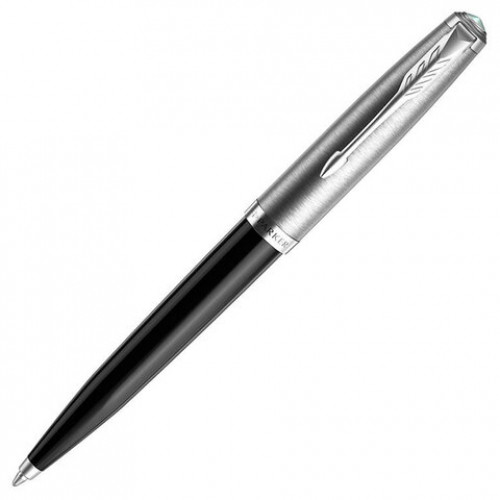 Ручка шариковая PARKER 51 Core Black CT M, корпус черный, серебристые детали, черная, 2123493