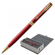 Ручка шариковая PARKER Sonnet Core Intense Red Lacquer GT Slim тонкая, корпус красный глянцевый лак, позолоченные детали, черная, 1931477 Ручка шариковая PARKER Sonnet Core Intense Red Lacquer GT Slim тонкая, корпус красный глянцевый лак, позолоченные детали, черная, 1931477