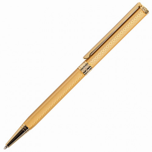 Ручка подарочная шариковая GALANT Stiletto Gold, тонкий корпус, золотистый, золотистые детали, пишущий узел 0,7 мм, синяя, 140527