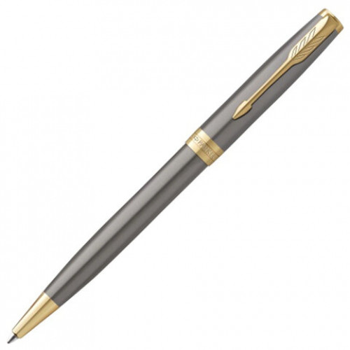 Ручка шариковая PARKER Sonnet Core Gray GT, корпус серый, детали золото, черная, 2213679