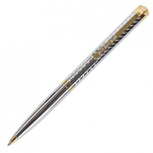 Ручка подарочная шариковая GALANT Barendorf, корпус серебристый с гравировкой, золотистые детали, пишущий узел 0,7 мм, синяя, 141011