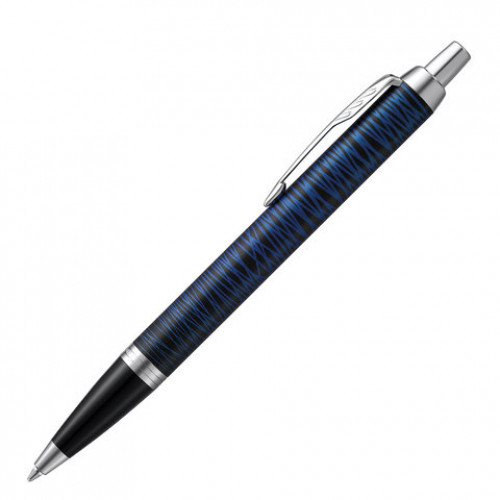 Ручка шариковая PARKER IM Blue Origin CT, корпус черный матовый, хромированные детали, синяя, 2073476