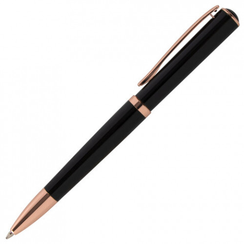 Ручка подарочная шариковая GALANT PUNCTUM BLACK, корпус черный, детали розовое золото, узел 0,7 мм, синяя, 143514
