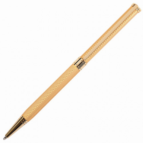 Ручка подарочная шариковая GALANT Stiletto Gold, тонкий корпус, золотистый, золотистые детали, пишущий узел 0,7 мм, синяя, 140527
