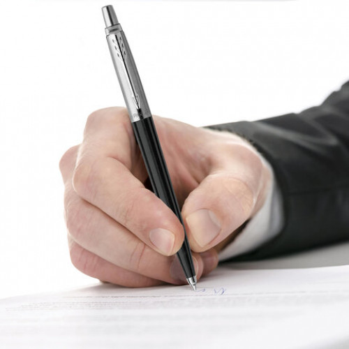 Ручка шариковая PARKER Jotter Plastic CT, корпус черный, детали из нержавеющей стали, синяя, R0033010