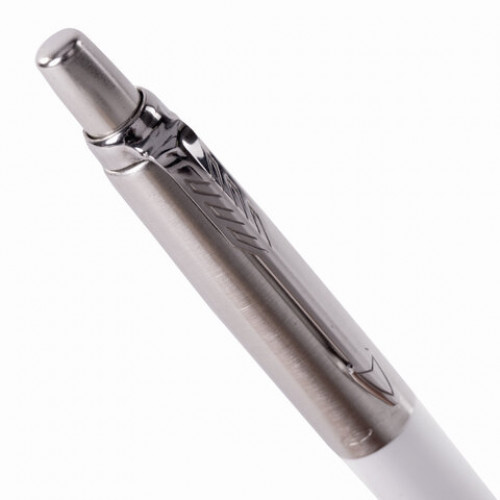 Ручка шариковая PARKER Jotter Plastic CT, корпус белый, детали из нержавеющей стали, синяя, R0032930