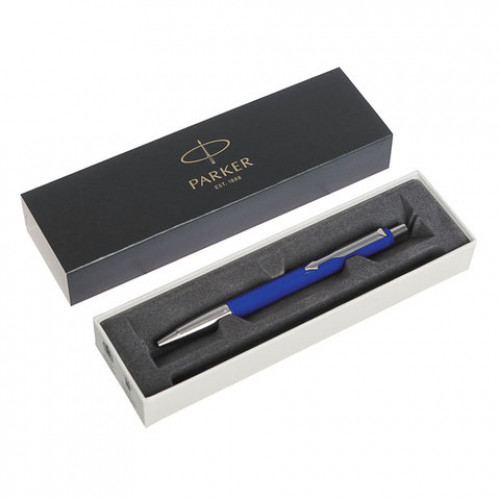 Ручка шариковая PARKER Vector Standard Blue CT, корпус синий, детали из нержавеющей стали, синяя, 2025419