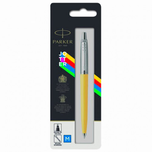 Ручка шариковая PARKER Parker Jotter Orig Yellow, корпус желтый, детали хром, блистер, синяя, 2076056