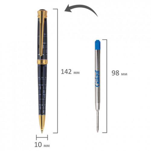 Ручка подарочная шариковая GALANT TRAFORO, корпус синий, детали золотистые, узел 0,7 мм, синяя, 143512