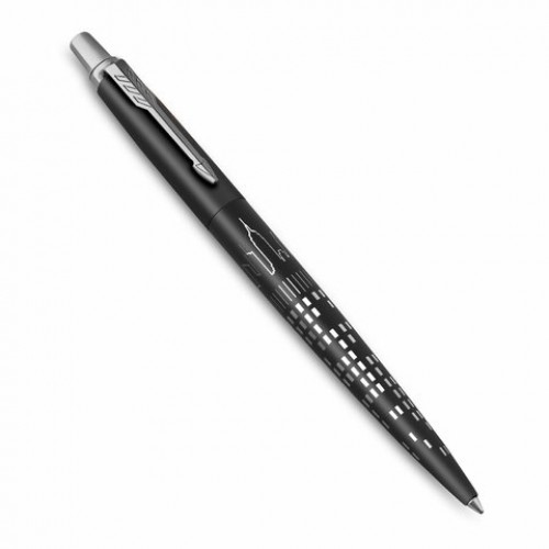 Ручка шариковая PARKER Jotter New York Black CT, корпус черный лак, детали из нержавеющей стали, синяя, 2187554