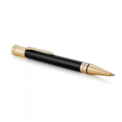 Ручка шариковая PARKER Duofold Classic Black GT, корпус черный, позолоченные детали, черная, 1931386