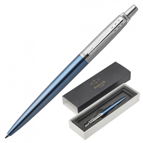 Ручка шариковая PARKER Jotter Core Waterloo Blue CT, корпус голубой, хромированные детали, синяя, 1953191