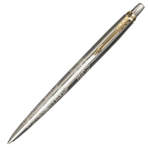 Ручка шариковая PARKER Jotter SE Russia GT, корпус серебристый, сталь, позолоченные детали, синяя, 2126175