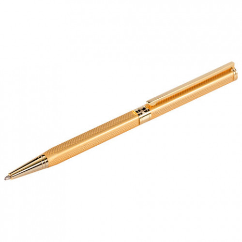 Ручка подарочная шариковая GALANT Stiletto Gold, тонкий корпус, золотистый, золотистые детали, пишущий узел 0,7 мм, синяя, 140527