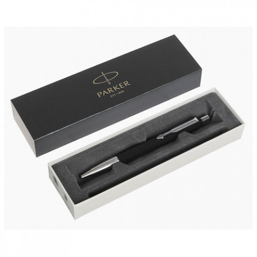 Ручка шариковая PARKER Vector Standard Black CT, корпус черный, детали из нержавеющей стали, синяя, 2025442