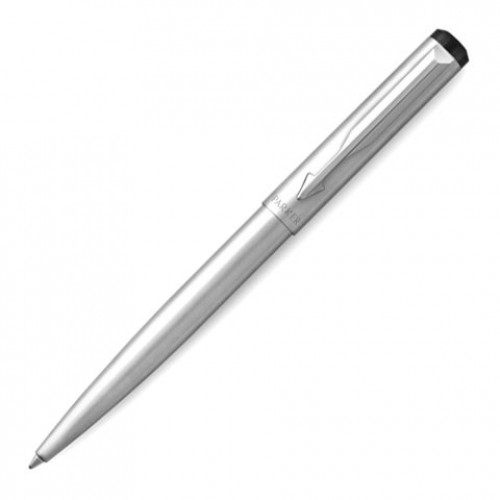 Ручка шариковая PARKER Vector Stainless Steel CT, корпус серебристый, детали из нержавеющей стали, синяя, 2025445