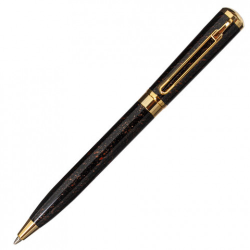 Ручка подарочная шариковая GALANT TINTA MARBLE, корпус коричневый, золотистые детали, узел 0,7 мм, синяя, 143501