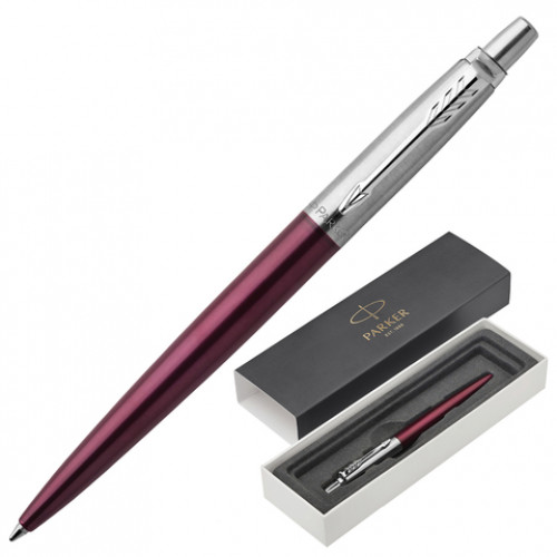 Ручка шариковая PARKER Jotter Core Portobello Purple CT, корпус пурпурный, хромированные детали, синяя, 1953192