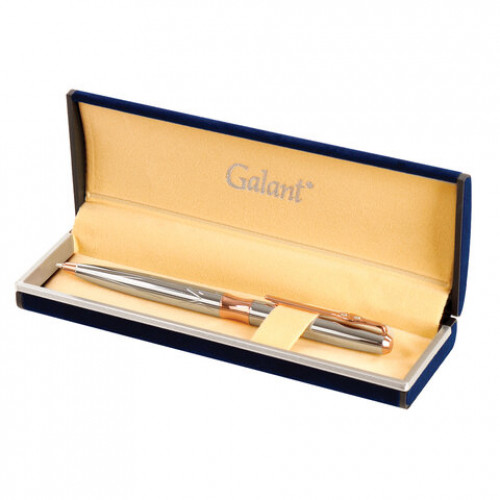 Ручка подарочная шариковая GALANT NUANCE SILVER, корпус серебристый, детали розовое золото, узел 0,7 мм, синяя, 143520
