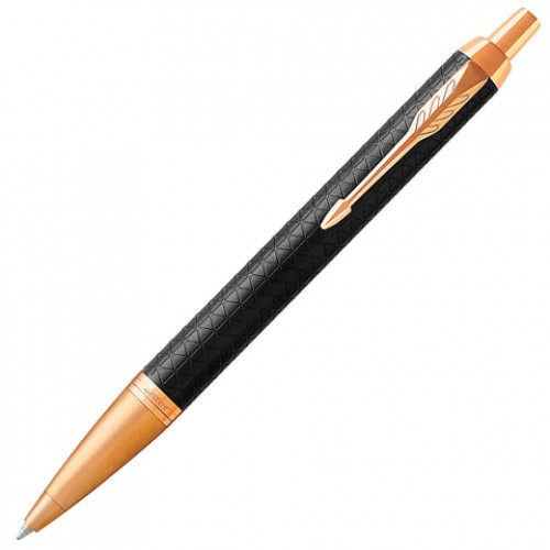 Ручка шариковая PARKER IM Premium Black GT, корпус черный матовый с гравировкой, позолоченные детали, синяя, 1931667