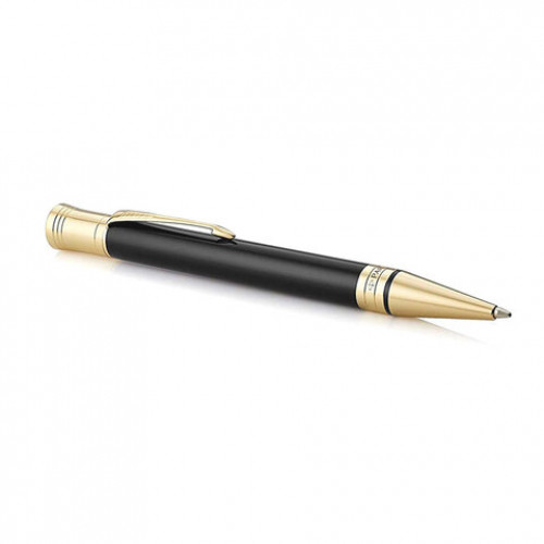 Ручка шариковая PARKER Duofold Classic Black GT, корпус черный, позолоченные детали, черная, 1931386