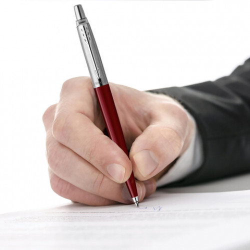 Ручка шариковая PARKER Jotter Plastic CT, корпус красный, детали из нержавеющей стали, синяя, R0033330