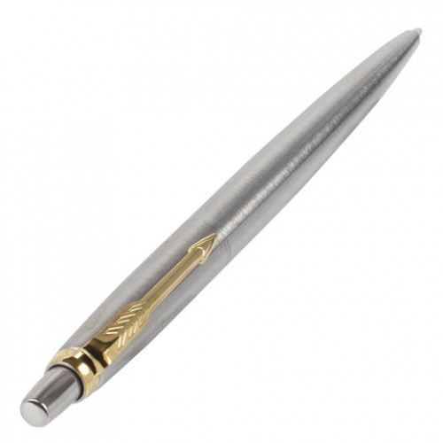 Ручка шариковая PARKER Jotter Core Stainless Steel GT, корпус серебристый, позолоченные детали, синяя, 1953182