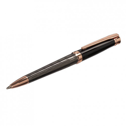 Ручка подарочная шариковая GALANT COLLAGE, корпус черный/металлический, детали розовое золото, узел 0,7 мм, синяя, 143507