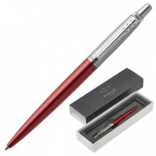 Ручка шариковая PARKER Jotter Core Kensington Red CT, корпус красный, хромированные детали, синяя, 1953187