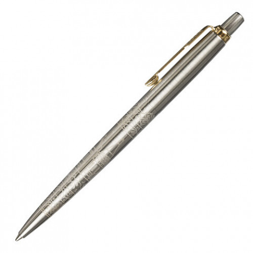 Ручка шариковая PARKER Jotter SE Russia GT, корпус серебристый, сталь, позолоченные детали, синяя, 2126175