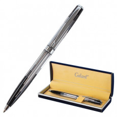 Ручка подарочная шариковая GALANT Offenbach, корпус серебристый с черным, хромированные детали, пишущий узел 0,7 мм, синяя, 141014
