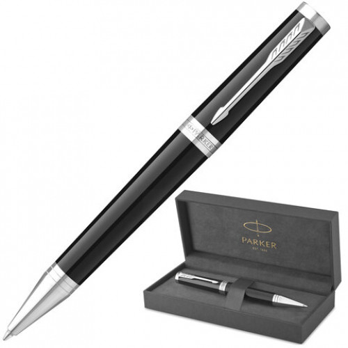 Ручка шариковая PARKER Ingenuity Black, корпус черный, серебристые детали, черная, 2181997