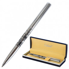 Ручка подарочная шариковая GALANT Basel, корпус серебристый с черным, хромированные детали, пишущий узел 0,7 мм, синяя, 141665