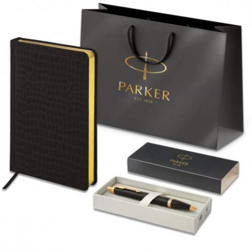 Ручка шариковая PARKER IM Core Black Lacquer GT, ежедневник А5 черный, пакет, 880899